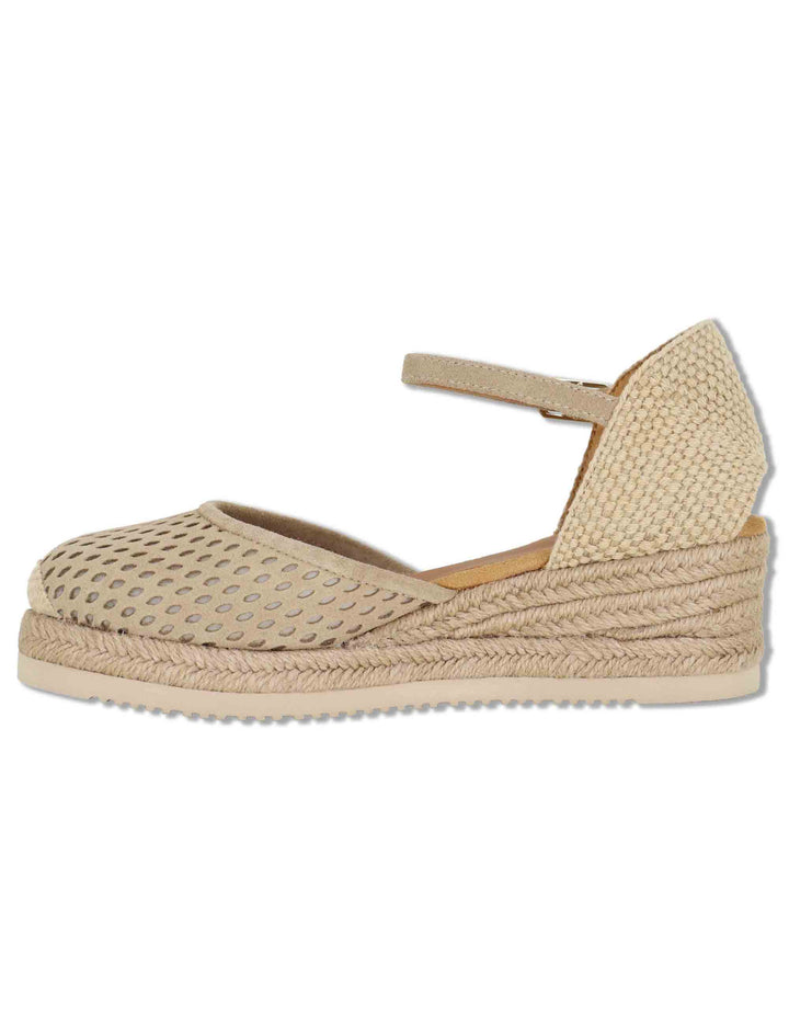 Sandali espadrillas in camoscio beige con cinturino e zeppa bassa in corda CHASKA BS BARLEY Unisa 