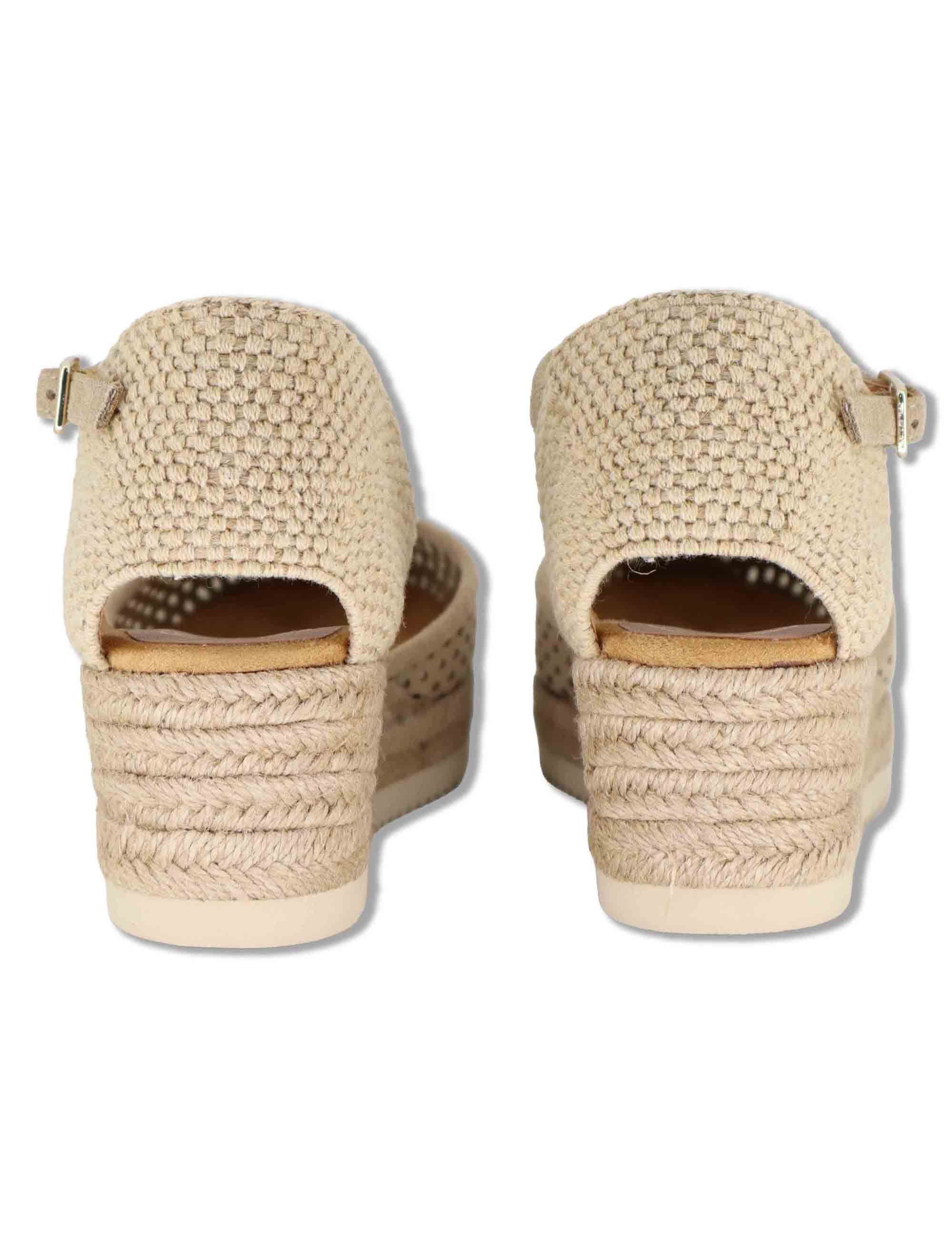 Sandali espadrillas in camoscio beige con cinturino e zeppa bassa in corda CHASKA BS BARLEY Unisa 