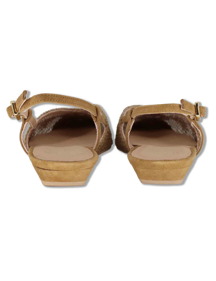 Decollete slingback donna in tessuto cuoio ricamato con tacco basso COTIS KS MISTRAL Unisa 