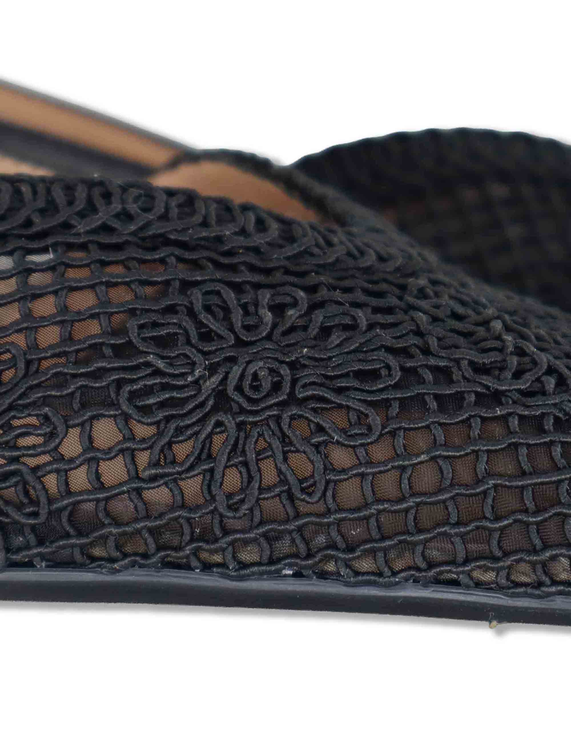 Decollete slingback donna in tessuto nero ricamato con tacco basso COTIS NTO BLACK Unisa 