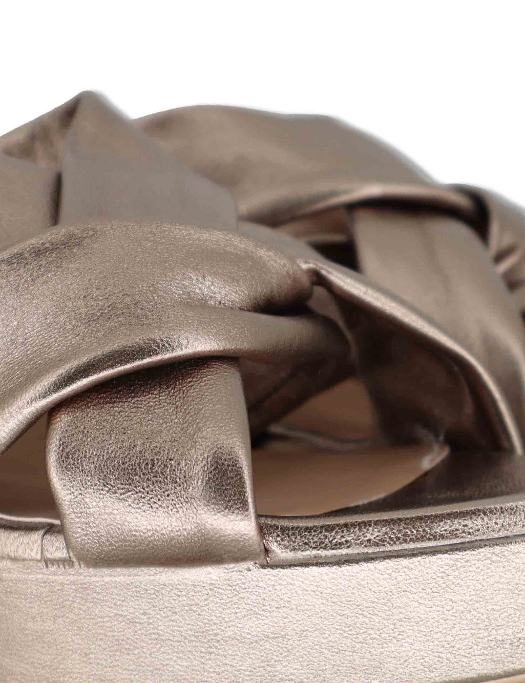 Sandali donna in pelle taupe con tacco alto e plateau OCAN LMT MUMM Unisa 