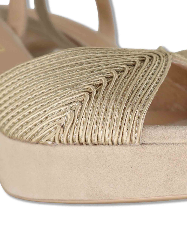 Sandali donna in pelle e tessuto taupe con cinturino tacco alto e plateau OJEDA SOU MUMM/SKIN Unisa 
