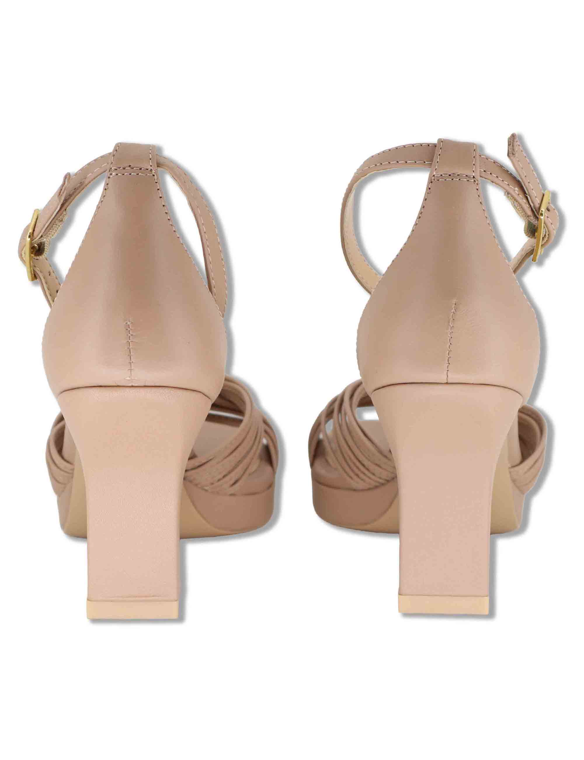 Sandali donna in pelle PRALINE con tacco alto e cinturino alla caviglia SELENA NTO PRALINE Unisa 