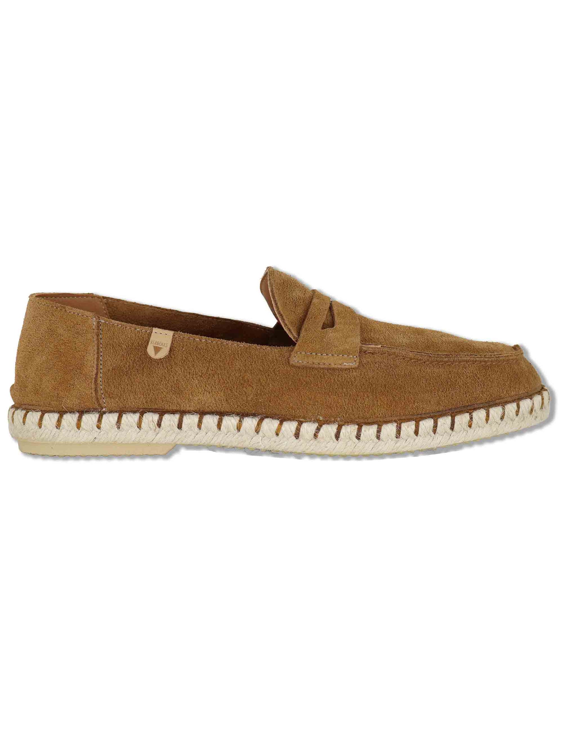 Mocassini espadrillas uomo in camoscio cuoio con suola in corda TRACK 014 Verbenas 