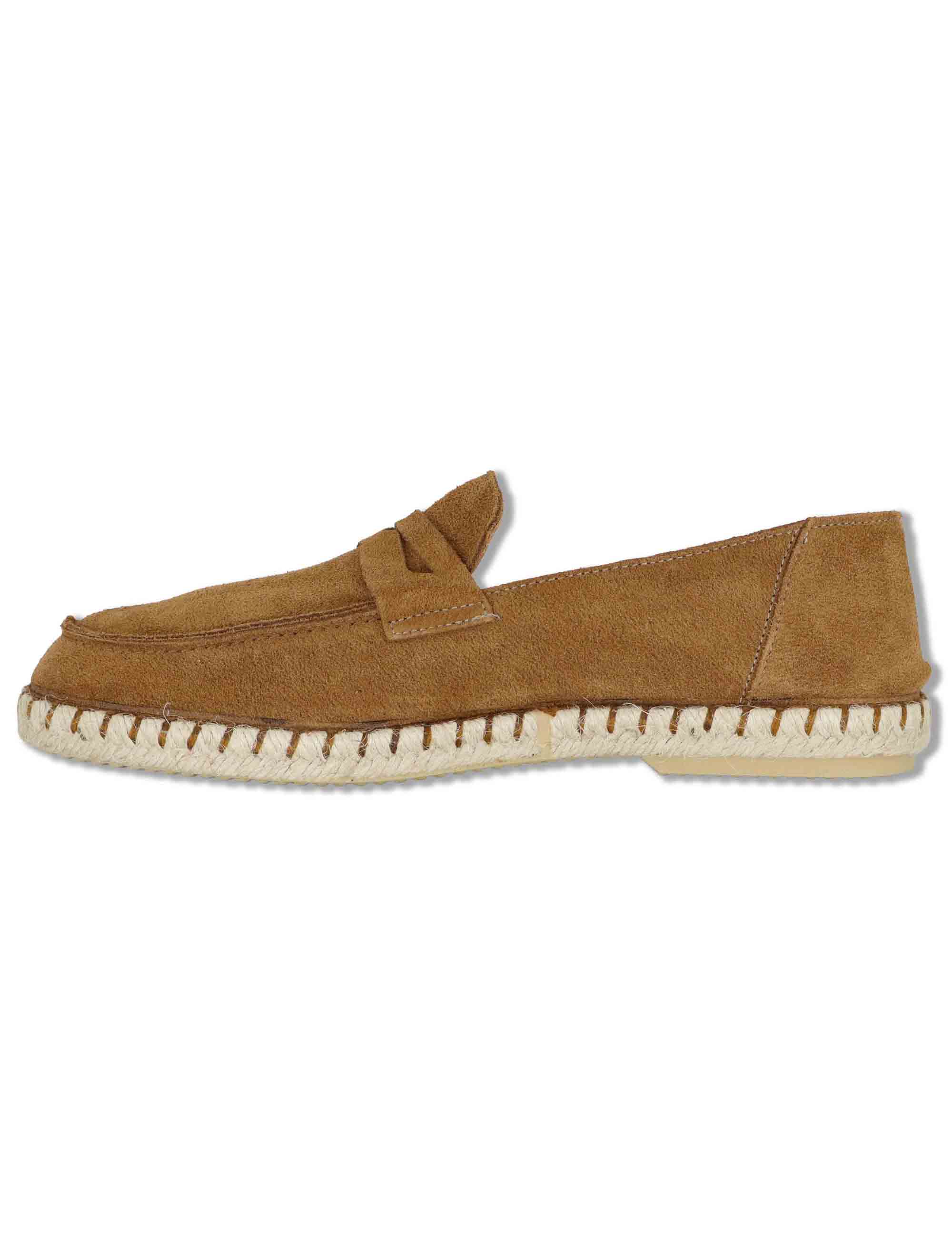 Mocassini espadrillas uomo in camoscio cuoio con suola in corda TRACK 014 Verbenas 