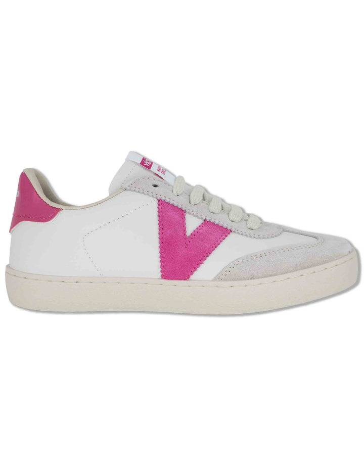 Sneakers donna Berlin in pelle bianca e fuxia 1126184 43_Fucsia Victoria 