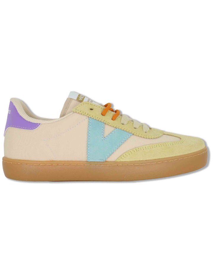 Sneakers donna Berlin in pelle beige con riporti in contrato 1126230 23_Vainilla Victoria 