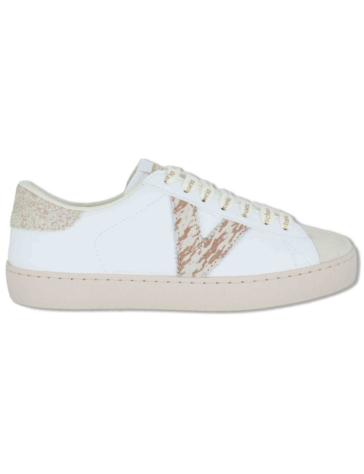 Sneakers donna Berlin in pelle bianca con logo in cavallino 1126238 594_Platino Victoria 
