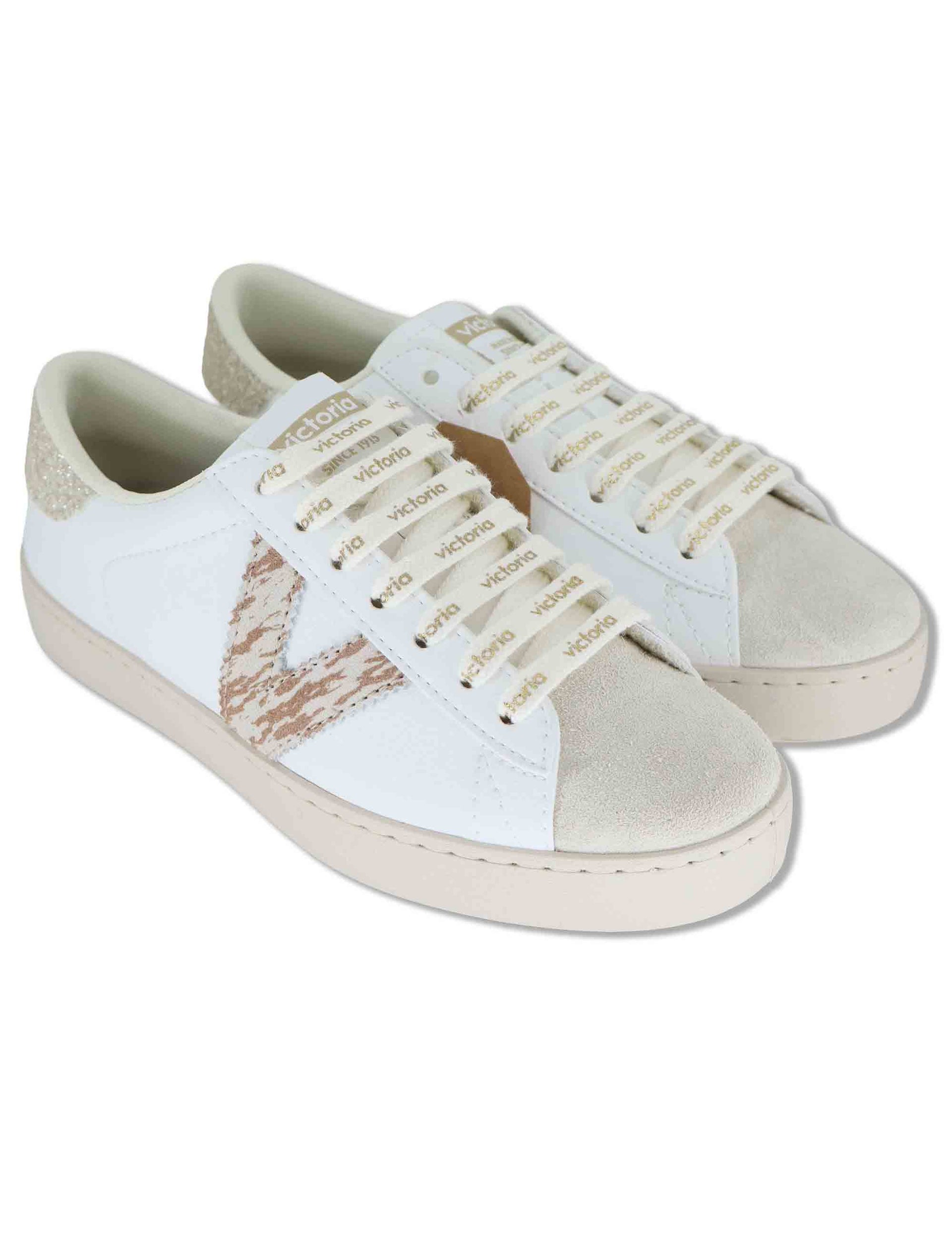 Sneakers donna Berlin in pelle bianca con logo in cavallino 1126238 594_Platino Victoria 