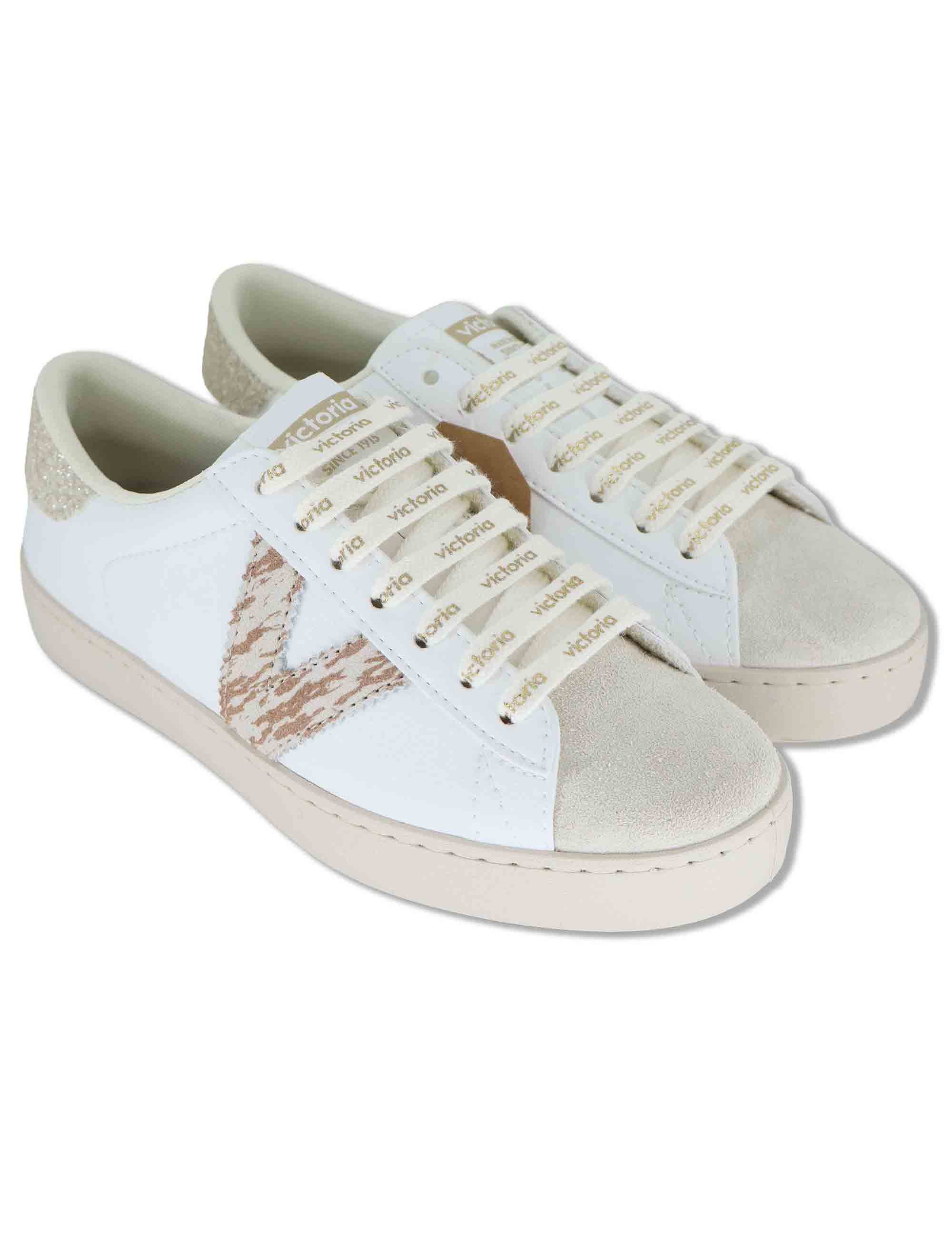 Sneakers donna Berlin in pelle bianca con logo in cavallino 1126238 594_Platino Victoria 