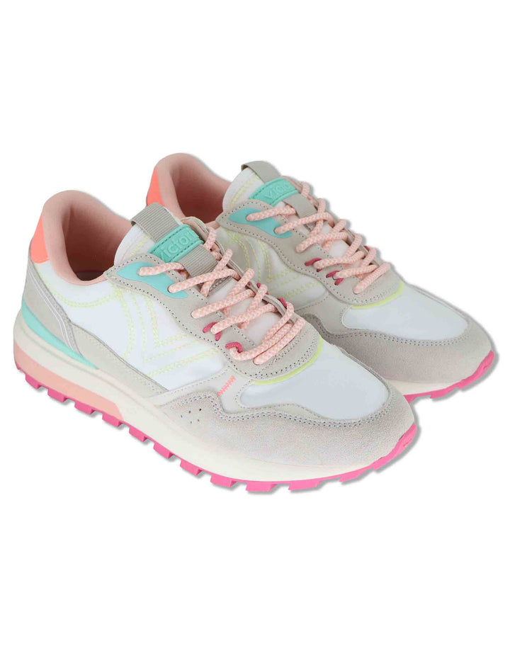 Sneakers donna Luna in nylon e pelle bianca con suola running 1156114 20_Blanco Victoria 