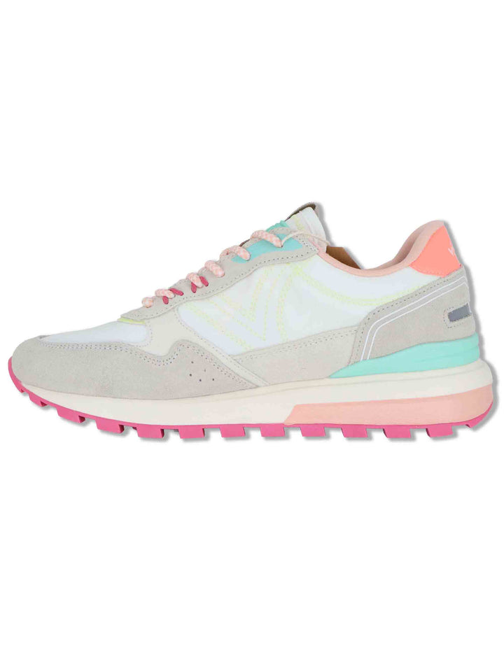 Sneakers donna Luna in nylon e pelle bianca con suola running 1156114 20_Blanco Victoria 