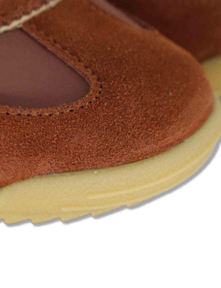 Sneakers donna Saturno in pelle e tessuto marrone con suola bassa 1158110 79_Terra Victoria 