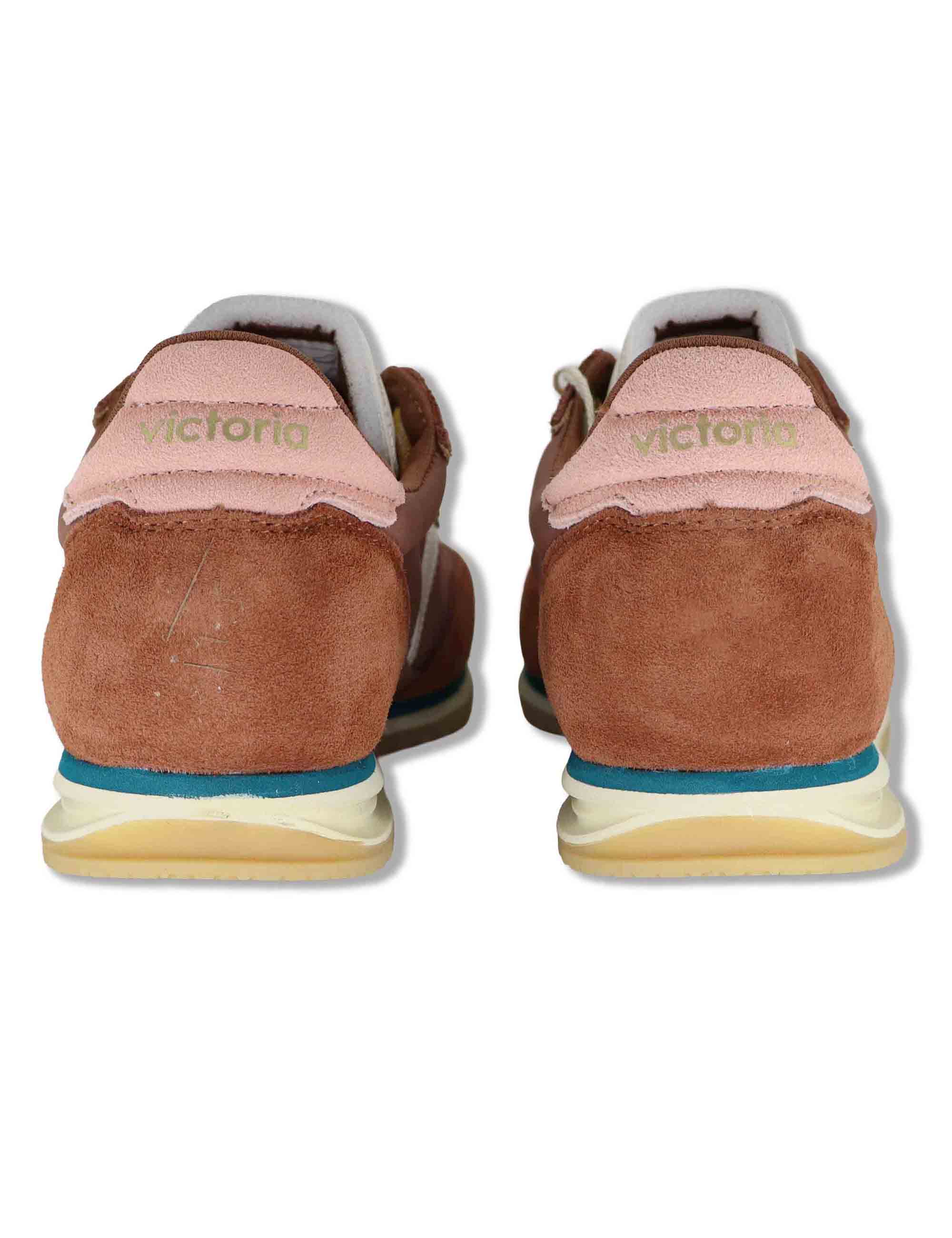 Sneakers donna Saturno in pelle e tessuto marrone con suola bassa 1158110 79_Terra Victoria 