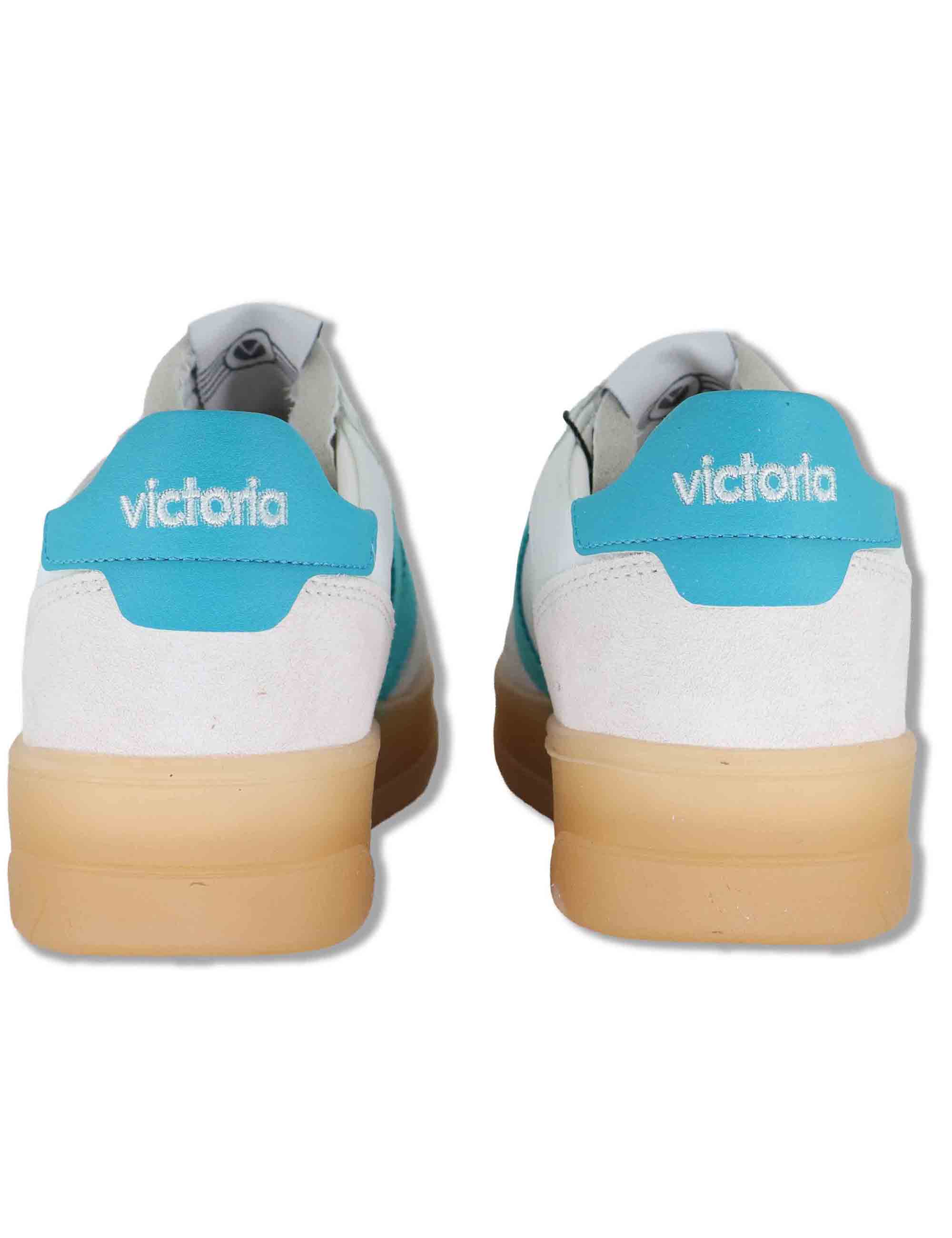 Sneakers donna Seul in pelle bianca con logo turchese e suola ambra 1257129 31_Turquesa Victoria 
