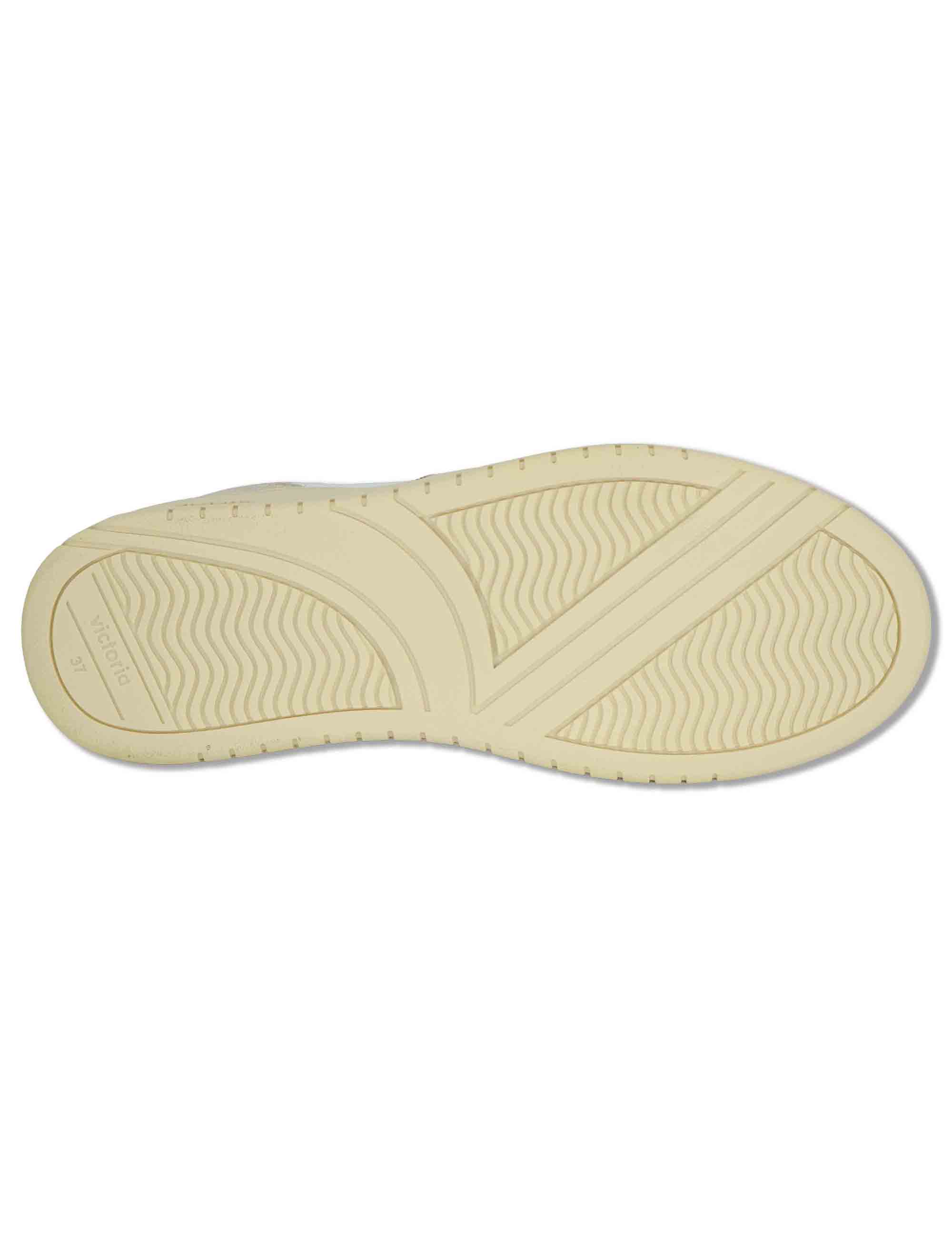 Sneakers donna Seul in pelle bianca con logo beige e suola alta 1257136 80_Beige Victoria 
