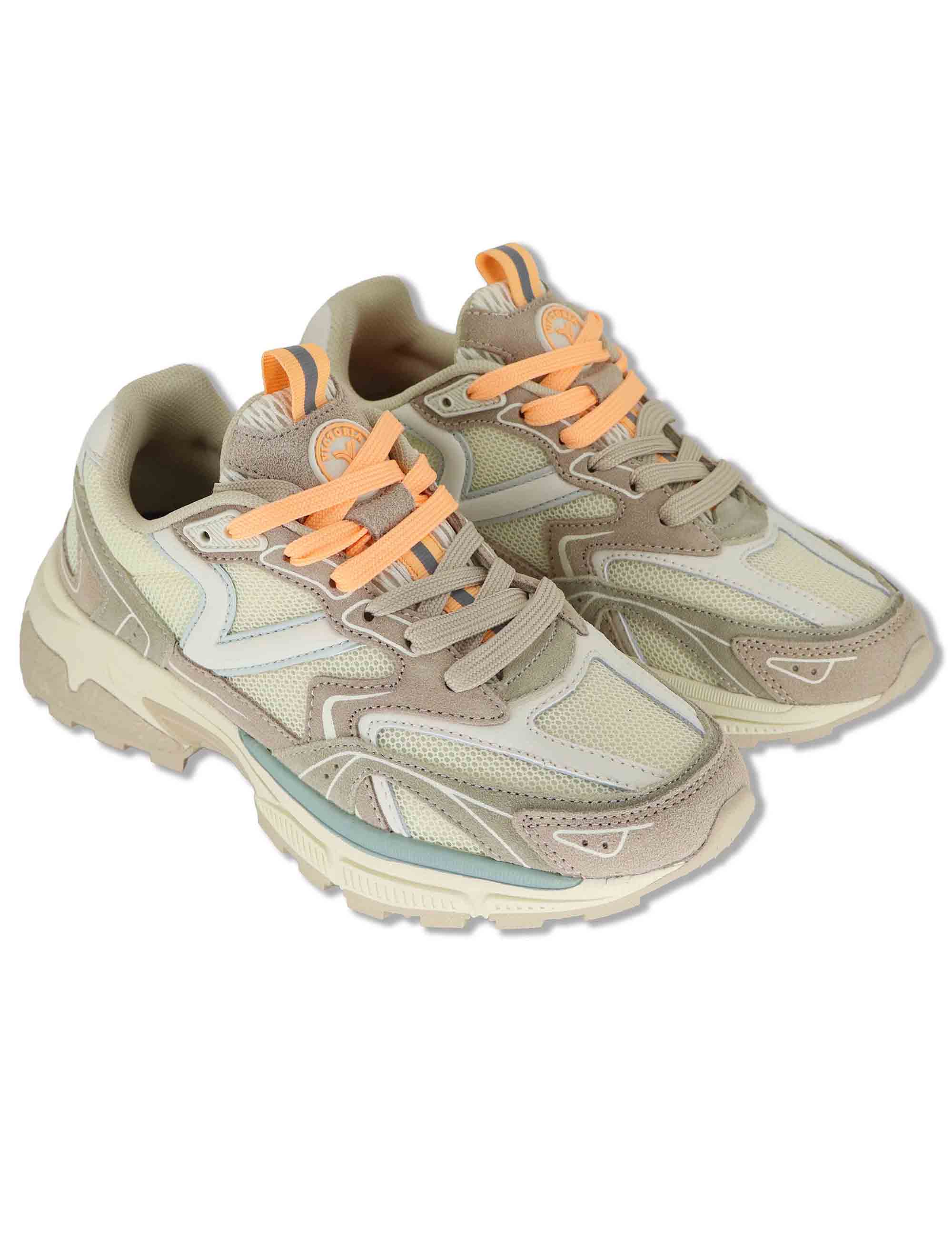 Sneakers donna Mythos in pelle e tessuto beige con suola alta e sportiva 8809104 80_Beige Victoria 
