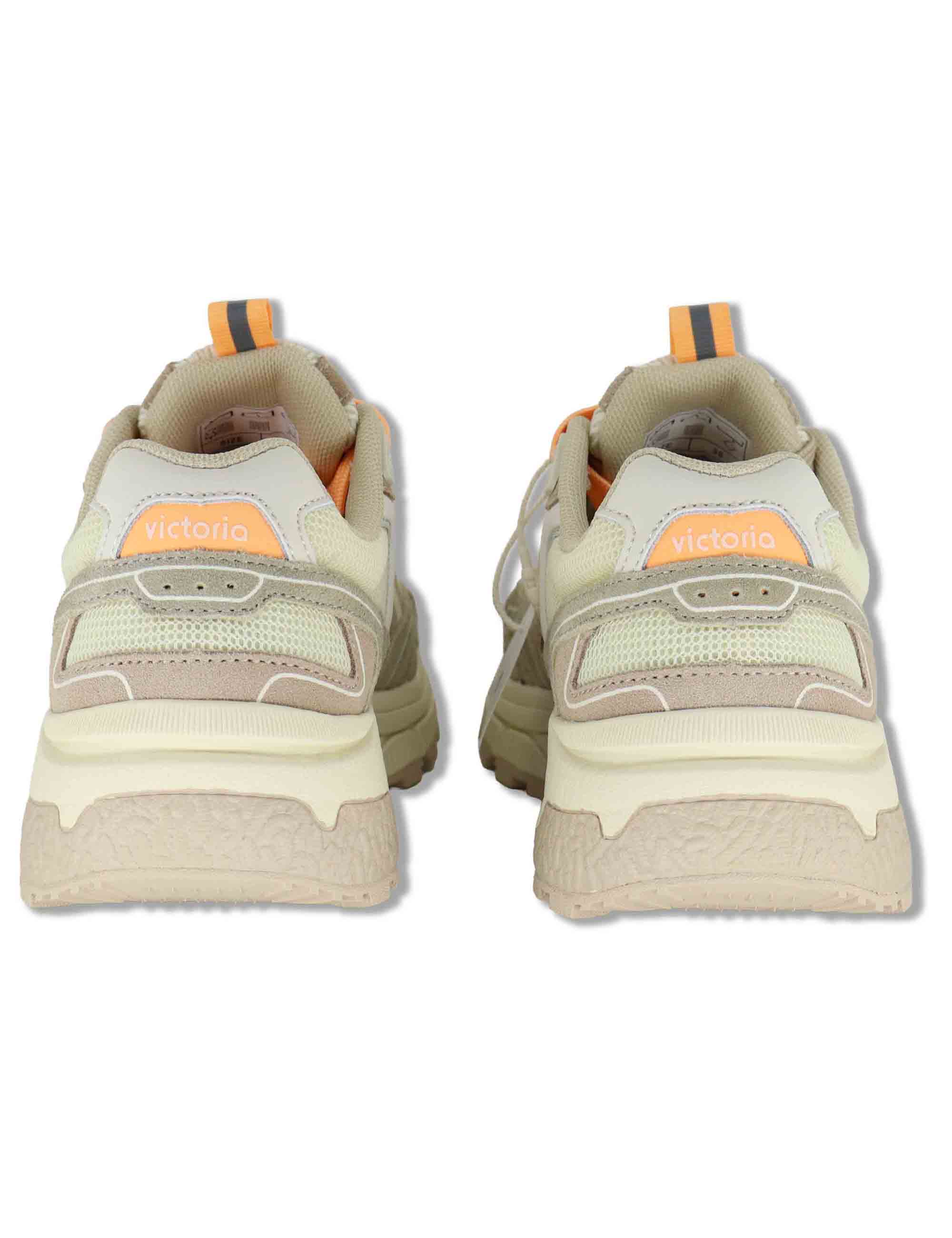 Sneakers donna Mythos in pelle e tessuto beige con suola alta e sportiva 8809104 80_Beige Victoria 