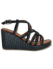 Slingback in pelle intrecciata nera con zeppa alta Donna WD319R29 500007