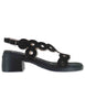 Slingback in pelle nera con tacco in gomma Donna D-2306 001
