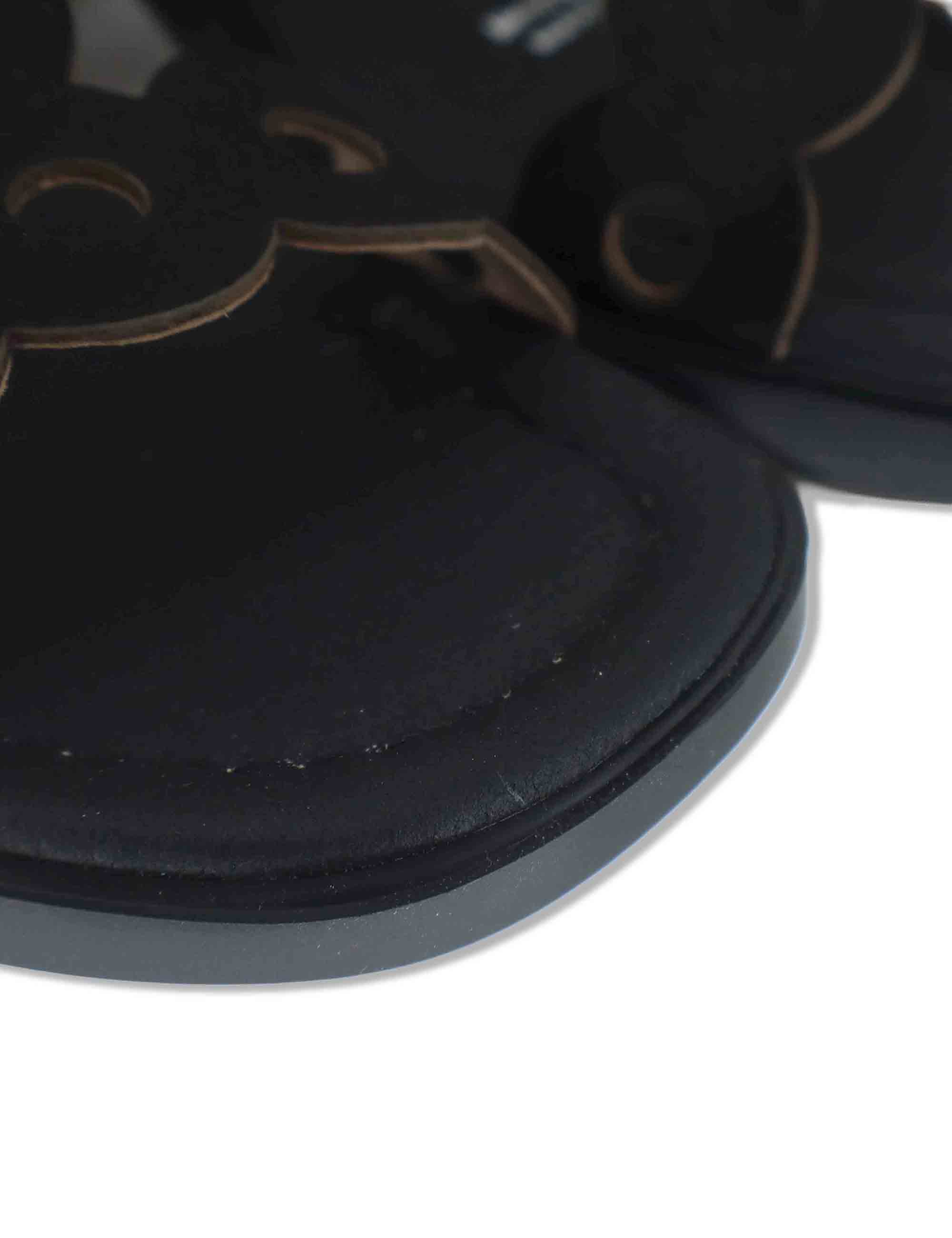 Sandali donna slingback in pelle nera con tacco in gomma ultra soft D-2306 001 Wonders 