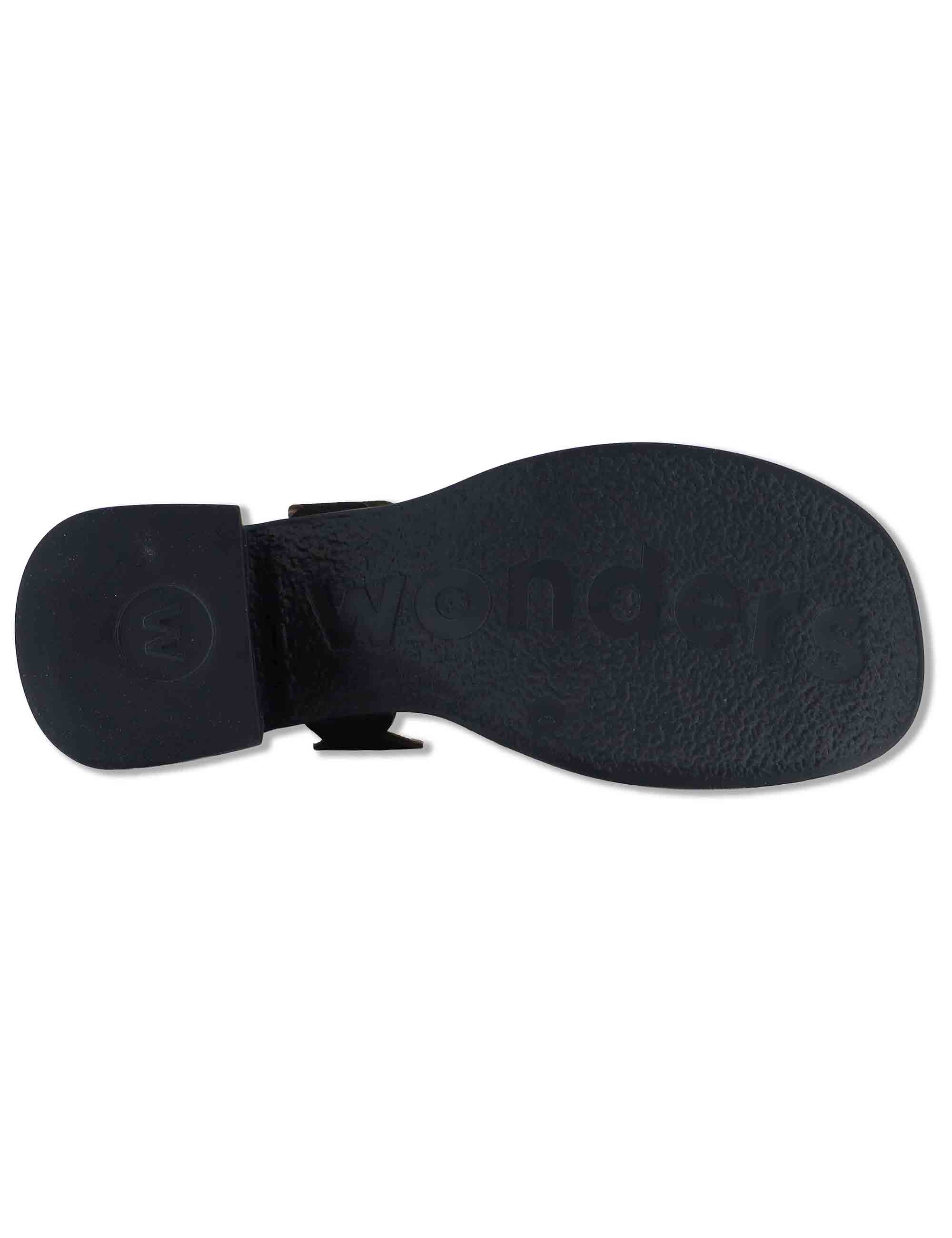 Sandali donna slingback in pelle nera con tacco in gomma ultra soft D-2306 001 Wonders 