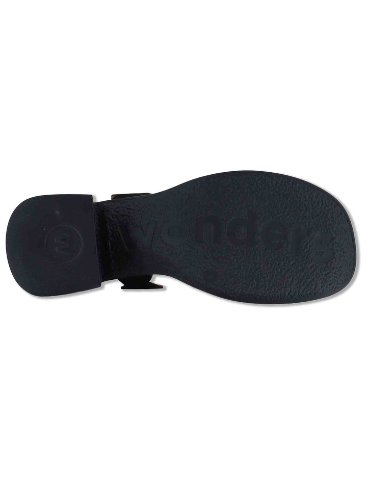Sandali donna slingback in pelle nera con tacco in gomma ultra soft D-2306 001 Wonders 