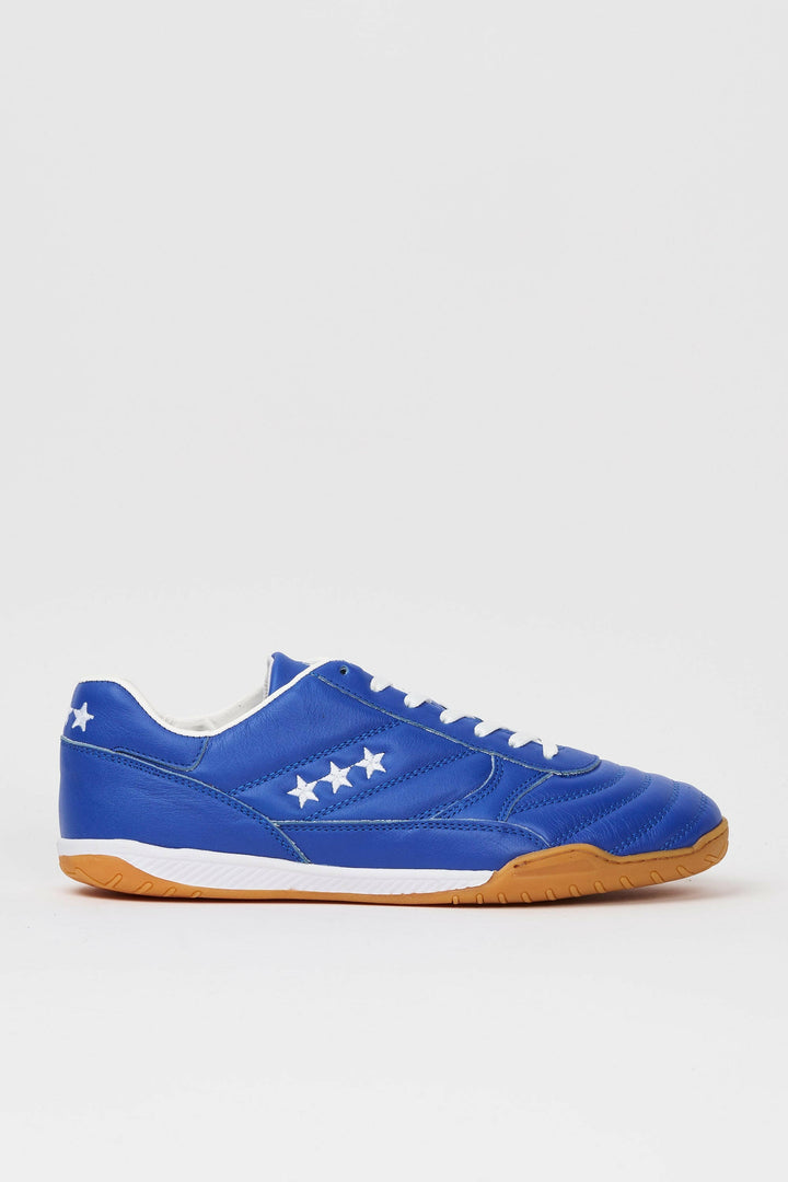 Scarpe da calcio indoor Alloro in pelle blu.