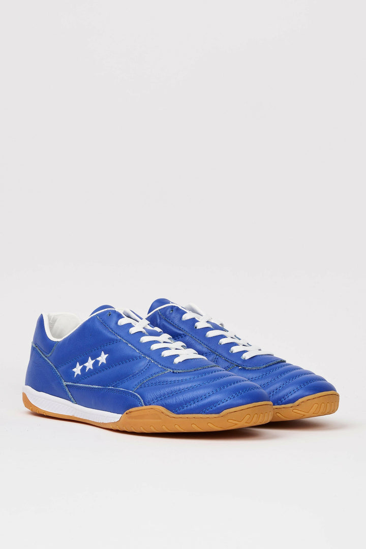 Scarpe da calcio indoor Alloro in pelle blu.