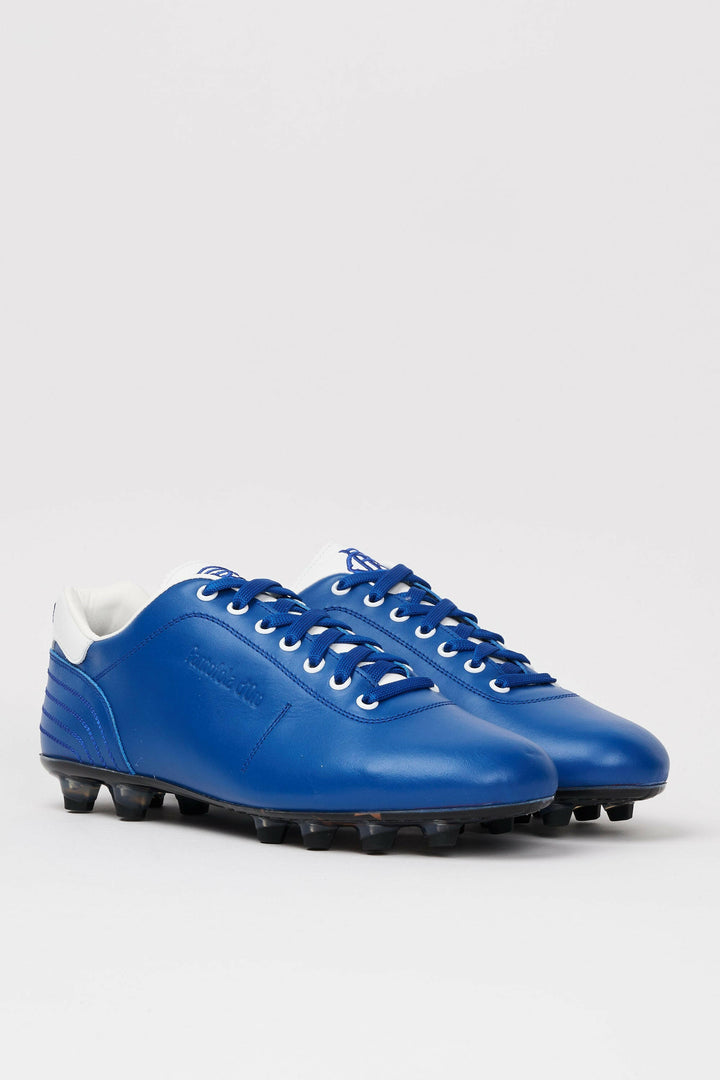 Scarpe da calcio in pelle Lazzarini in pelle blu limited edition Glasgow Rangers.