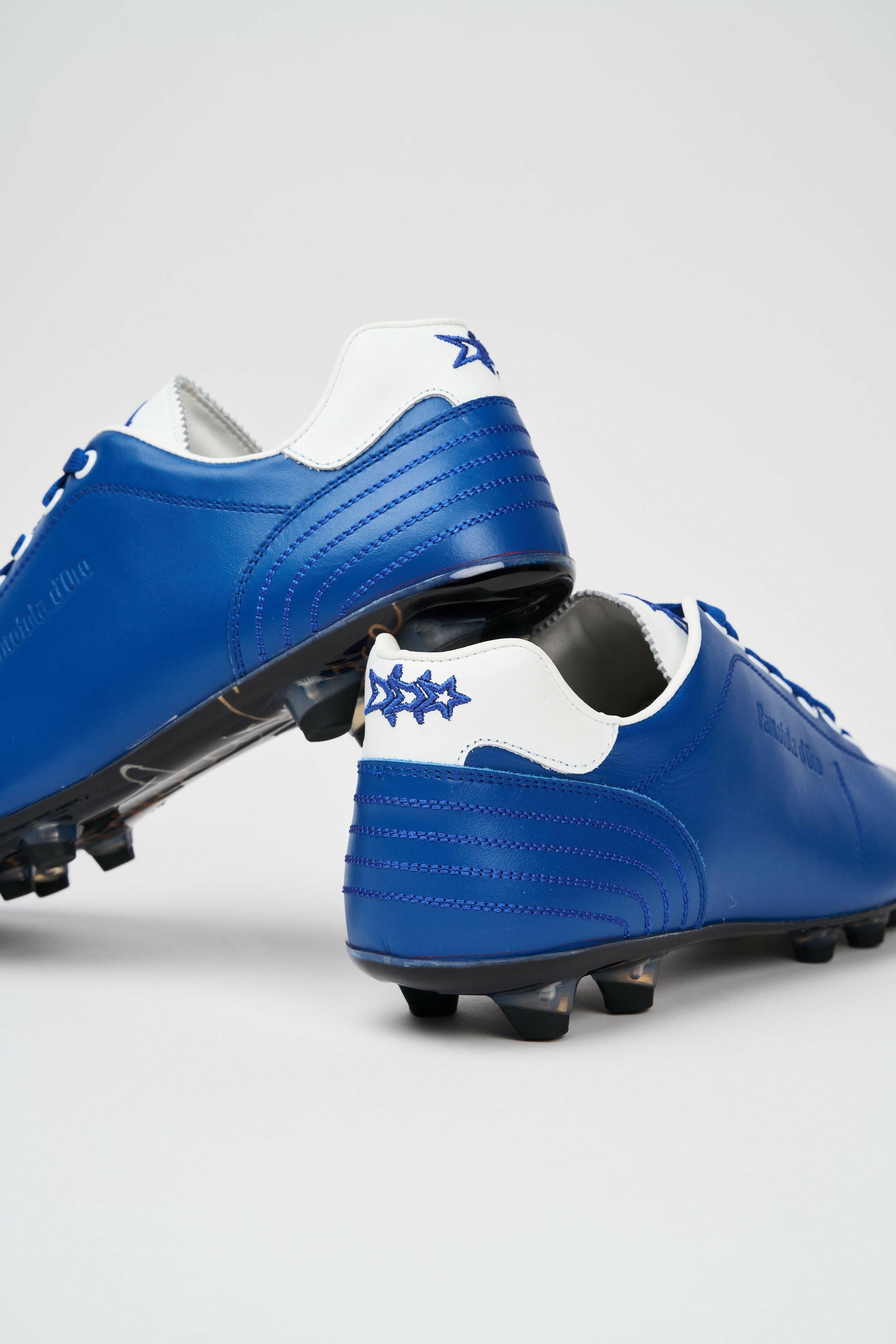 Scarpe da calcio in pelle Lazzarini in pelle blu limited edition Glasgow Rangers.