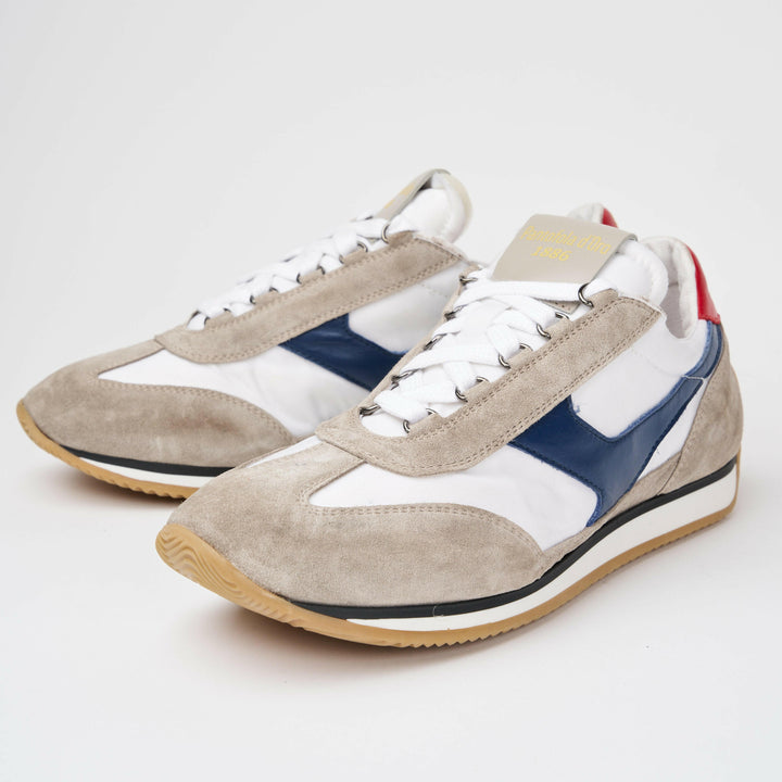 Sneakers uomo Trainer '74 in camoscio beige e tessuto 01.