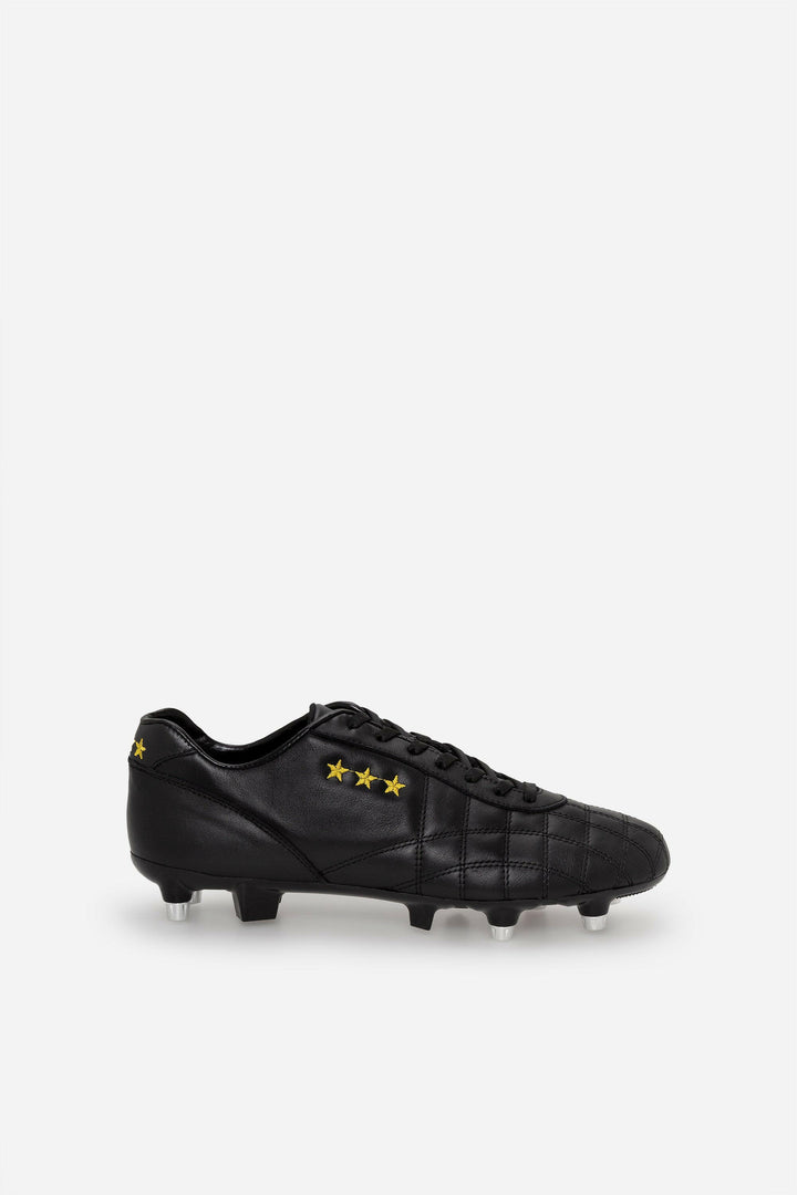 Scarpe da calcio Del Duca in pelle nera.