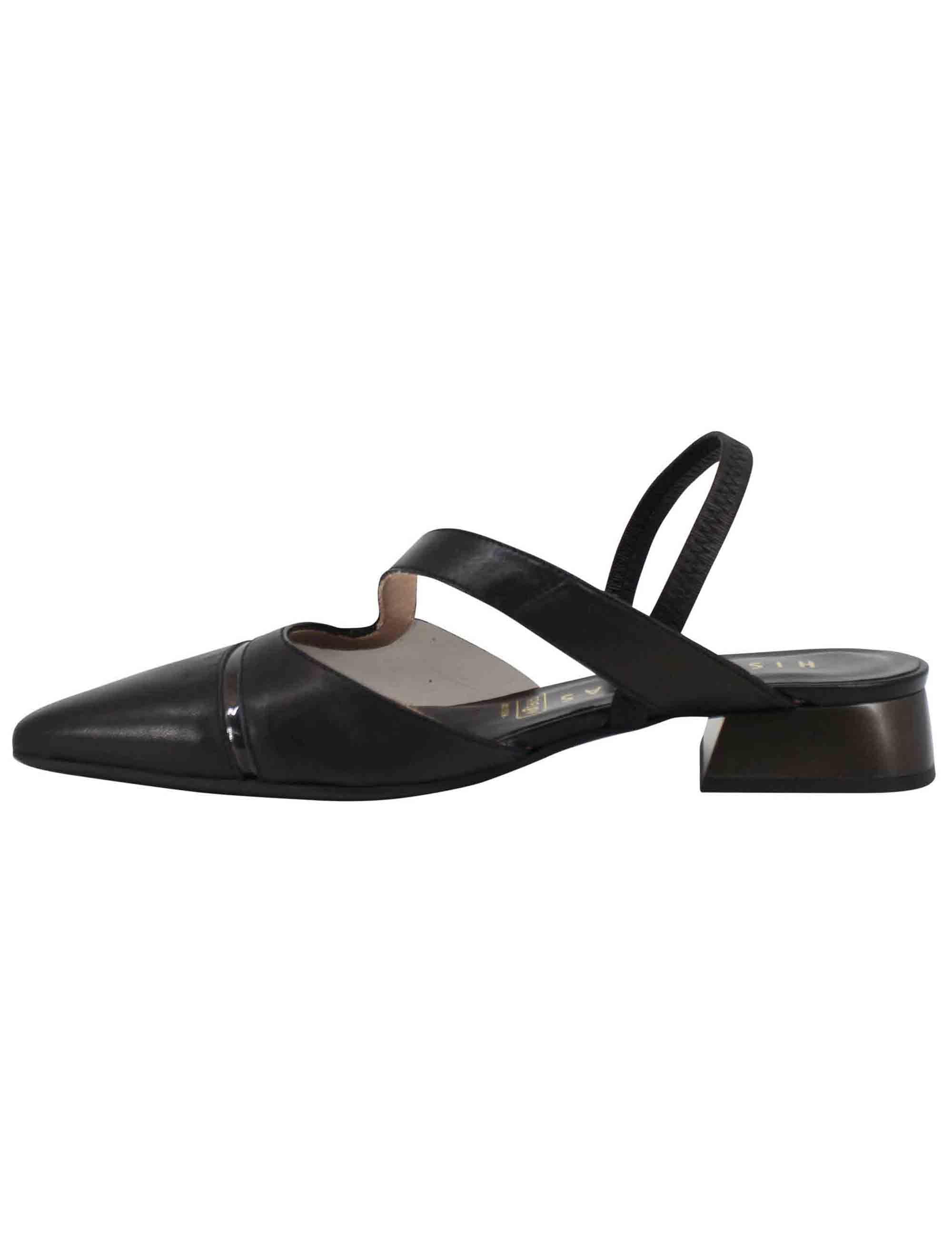 Decollete slingback donna in pelle nera tacco basso HV243405 C008 Hispanitas 
