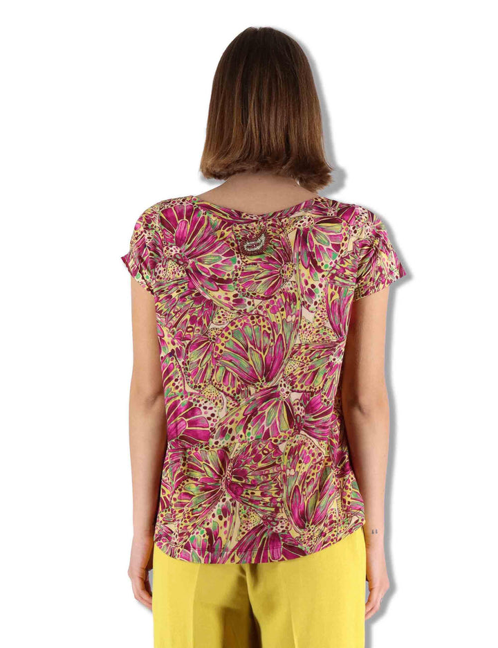 T-Sshirt donna Summer Nomade Prints in cotone giallo a fantasia JK029570673 B7008 Maliparmi 