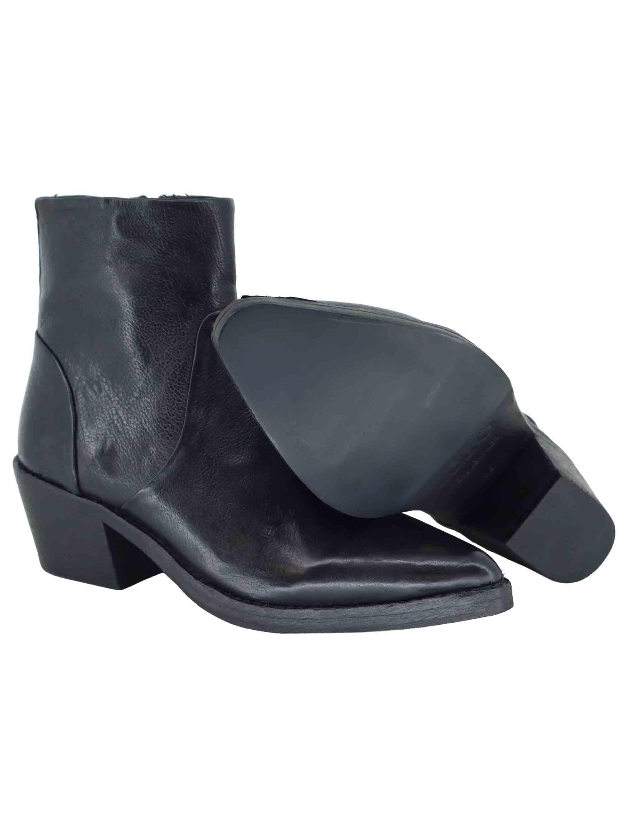 Stivaletti texani donna in pelle nera con tacco medio 252-21-15-TA BLACK Zolfo 