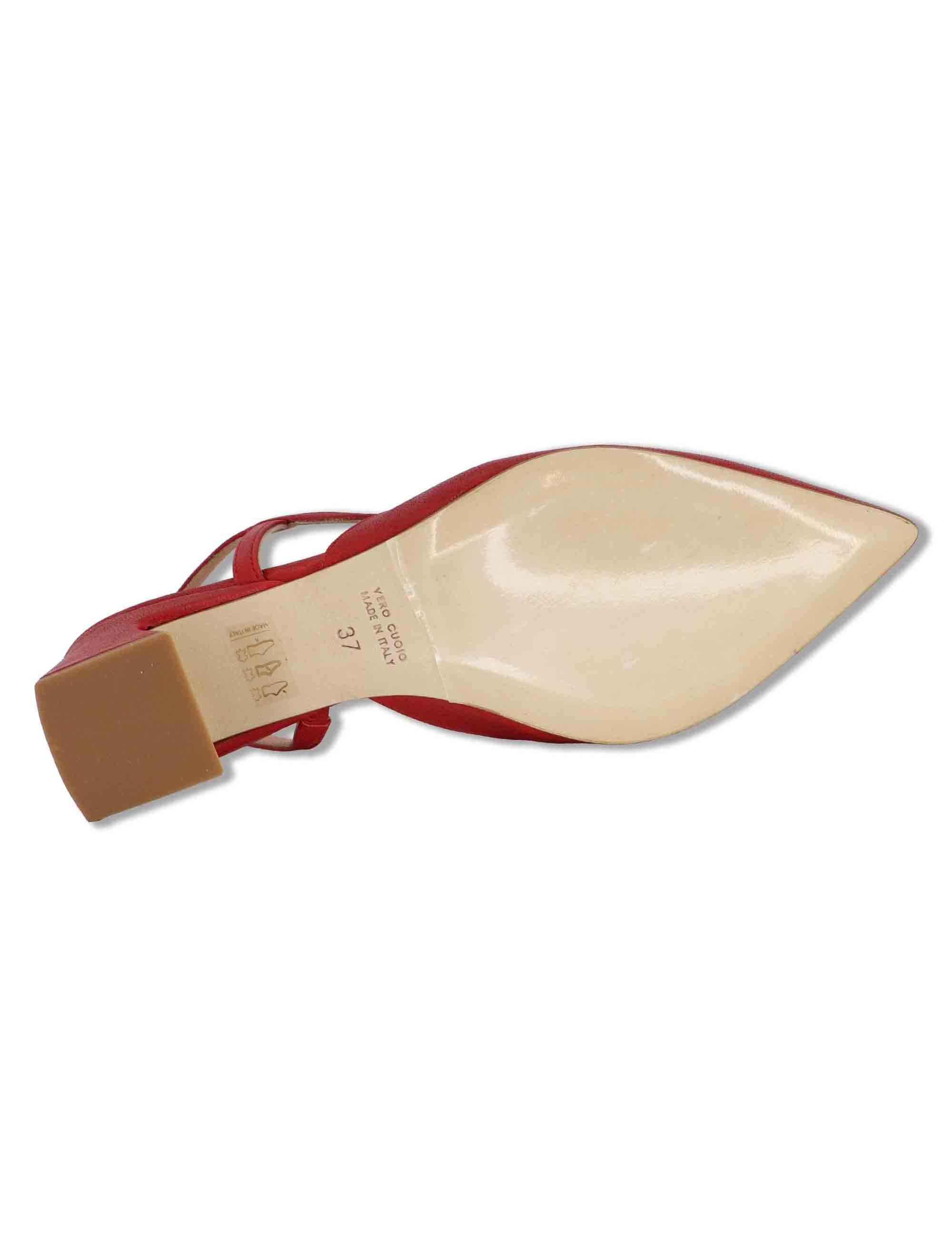 Décolleté slingback donna in pelle rossa con cinturino obliquo e tacco 5cm SP2543 005 Spatarella 