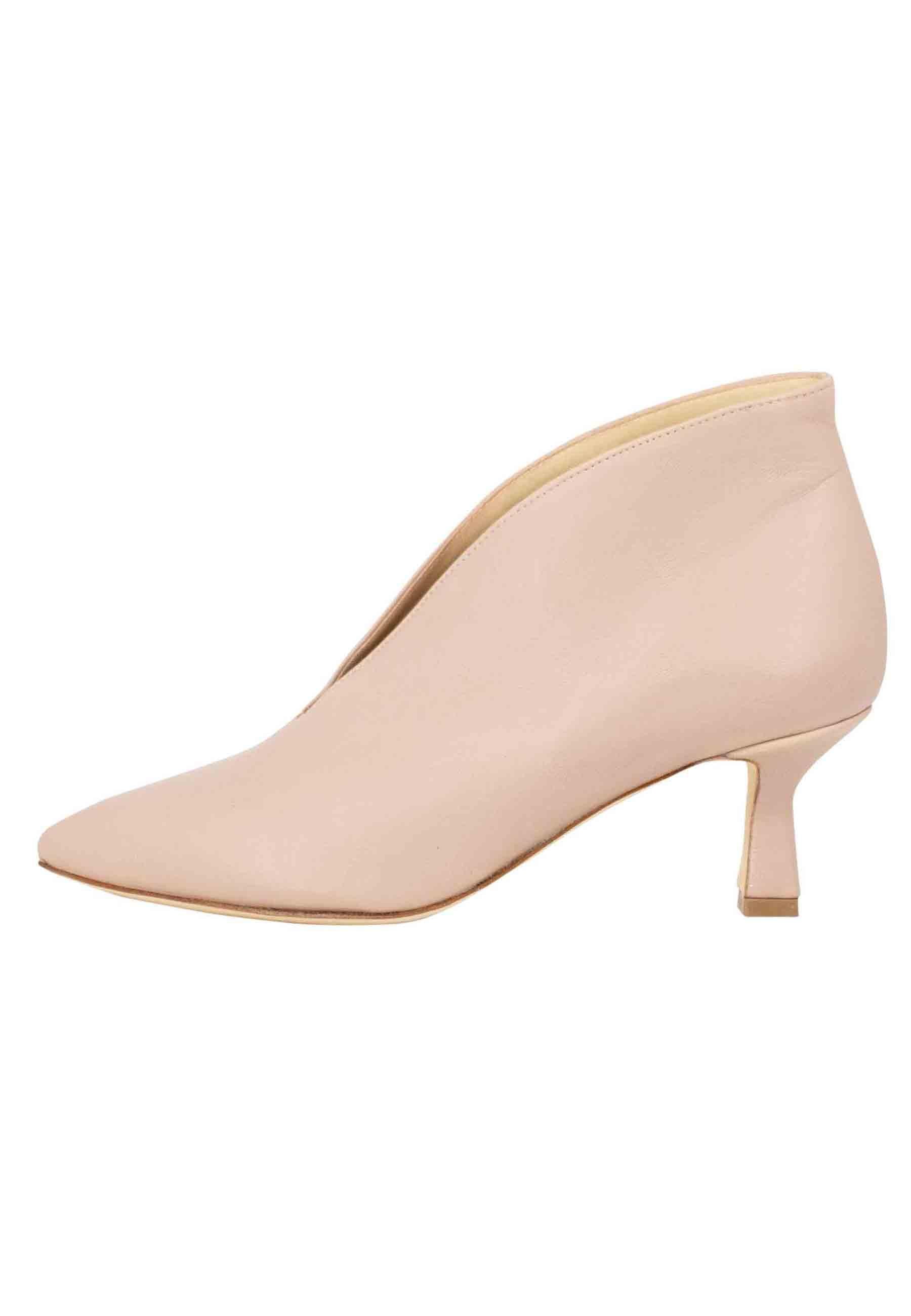 Ankle boot donna in pelle cipria con tacco basso TR8006/RT 301 L'Arianna 