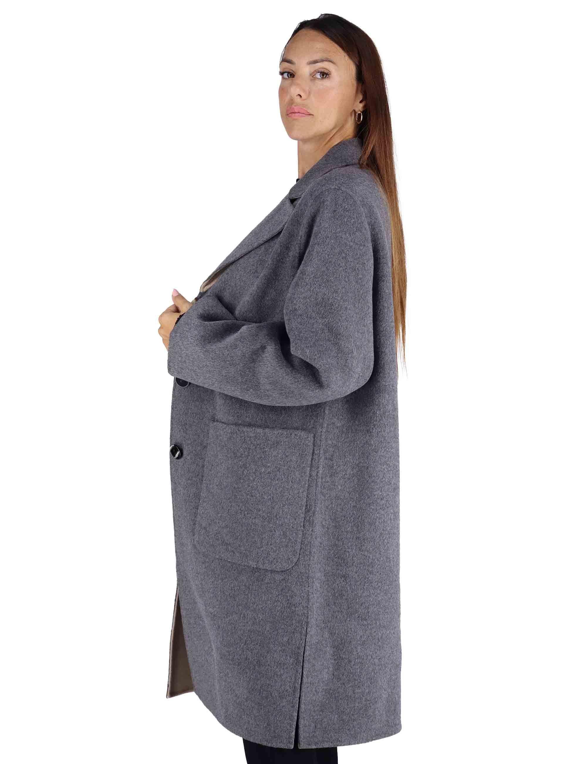 Cappotti donna reversibili Double Wool in lana grigia e beige JB539020276 21B12 Maliparmi 