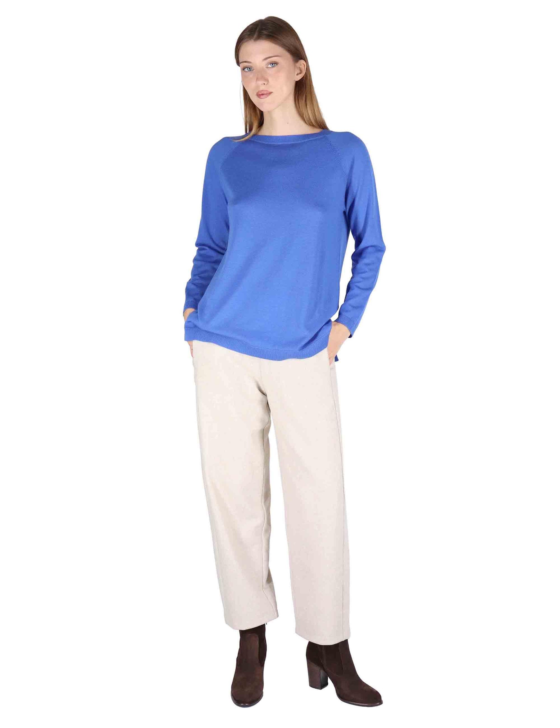 Maglioni donna girocollo Colors of the World in lana blu JQ509974230 80004 Maliparmi 