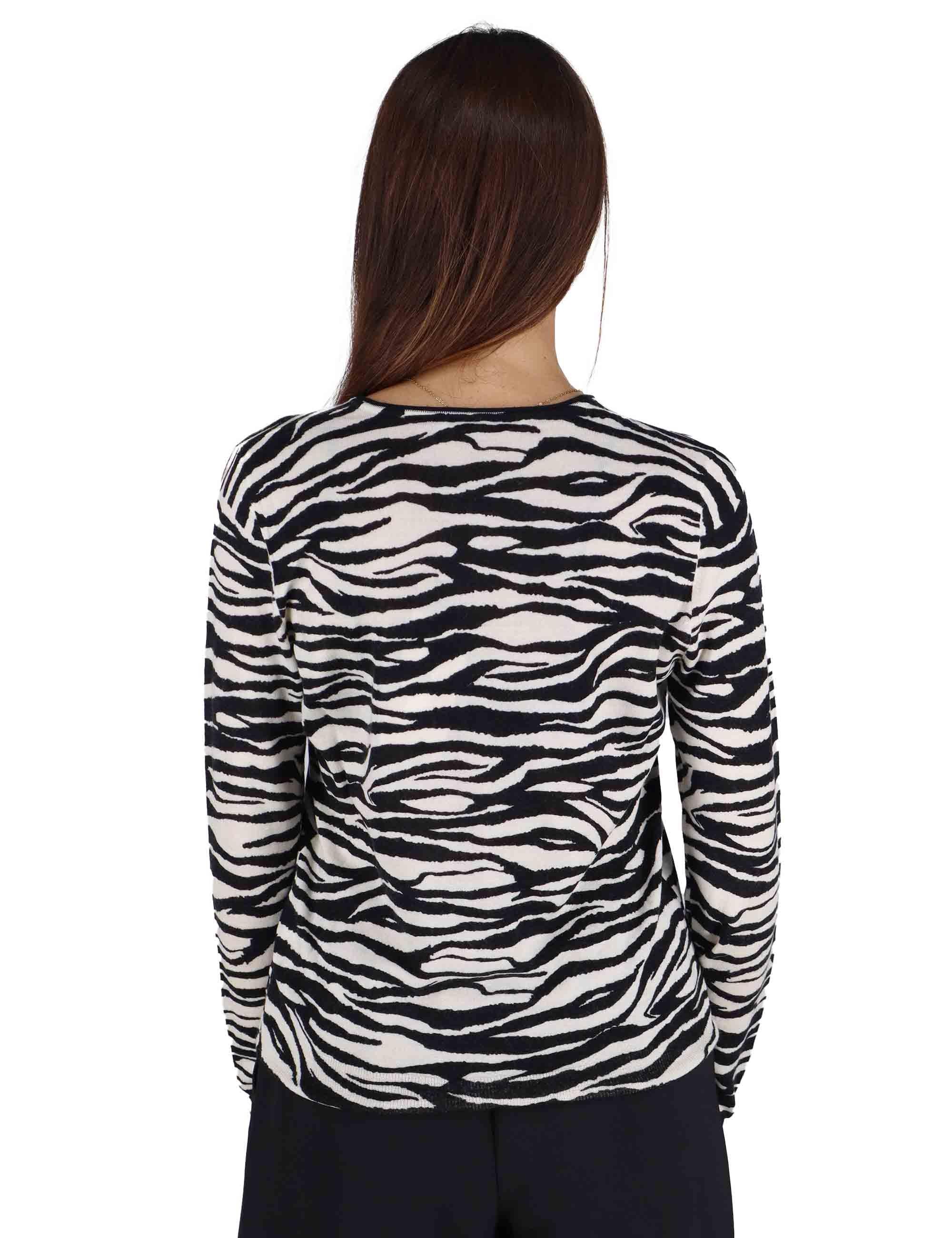 Cardigan donna Printed Knit in lana nera a fantasia JN355178200 B1135 Maliparmi 