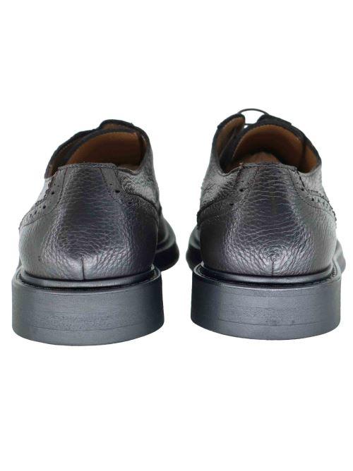 Stringate uomo in pelle marrone con impunture e suola in gomma SP019 014 Spatarella 