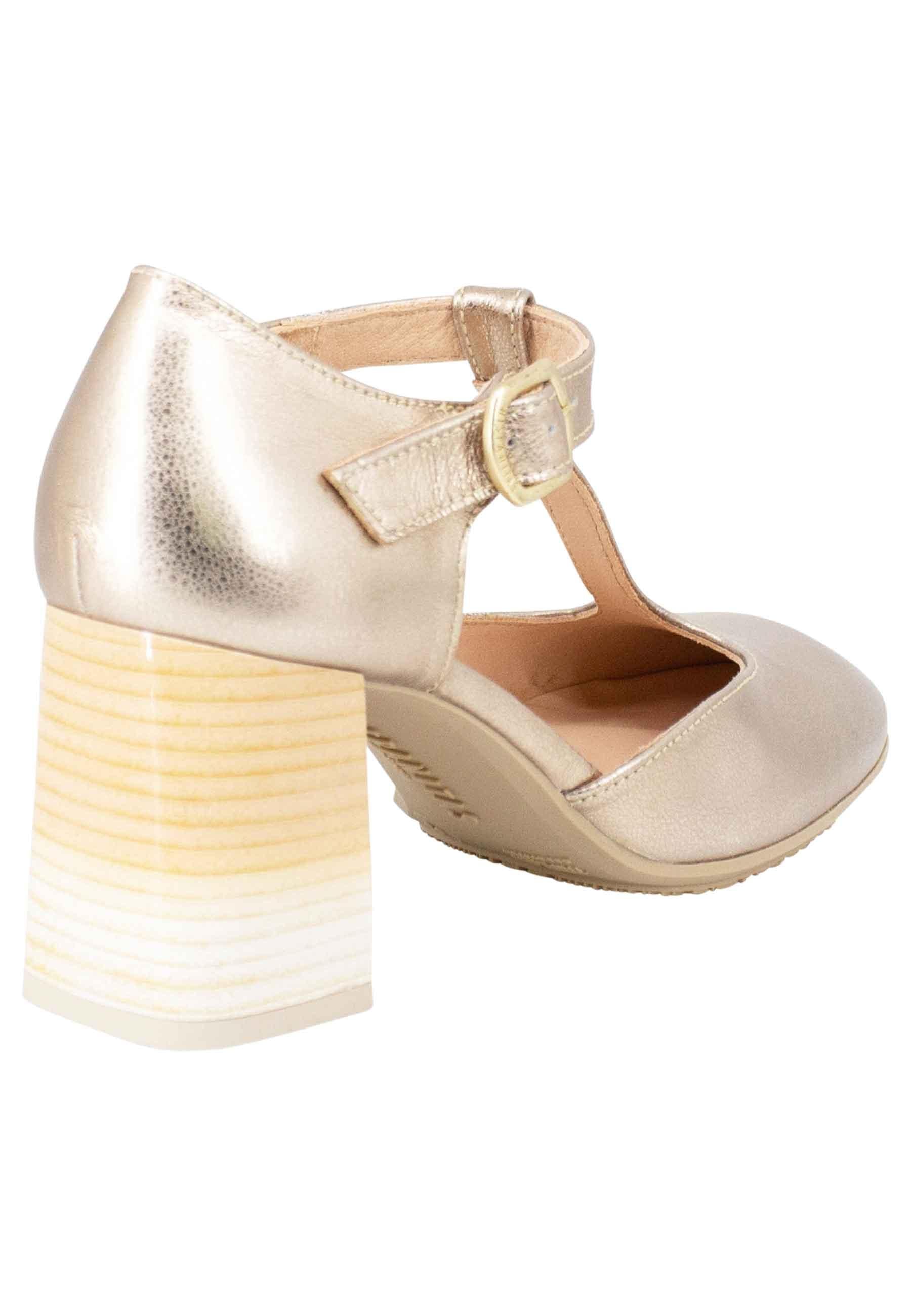 Decollete Australia donna in pelle laminata platino con tallone chiuso e cinturino HV232669 C008 Hispanitas 