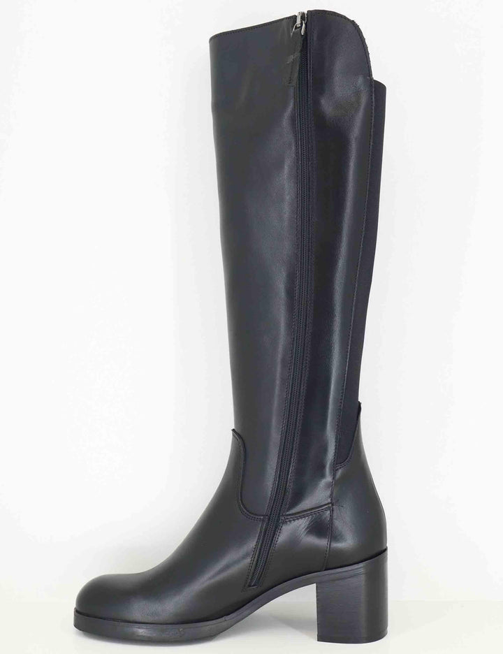 Stivali donna in pelle nera con elastico posteriore e tacco alto SPST3001 001 Spatarella 