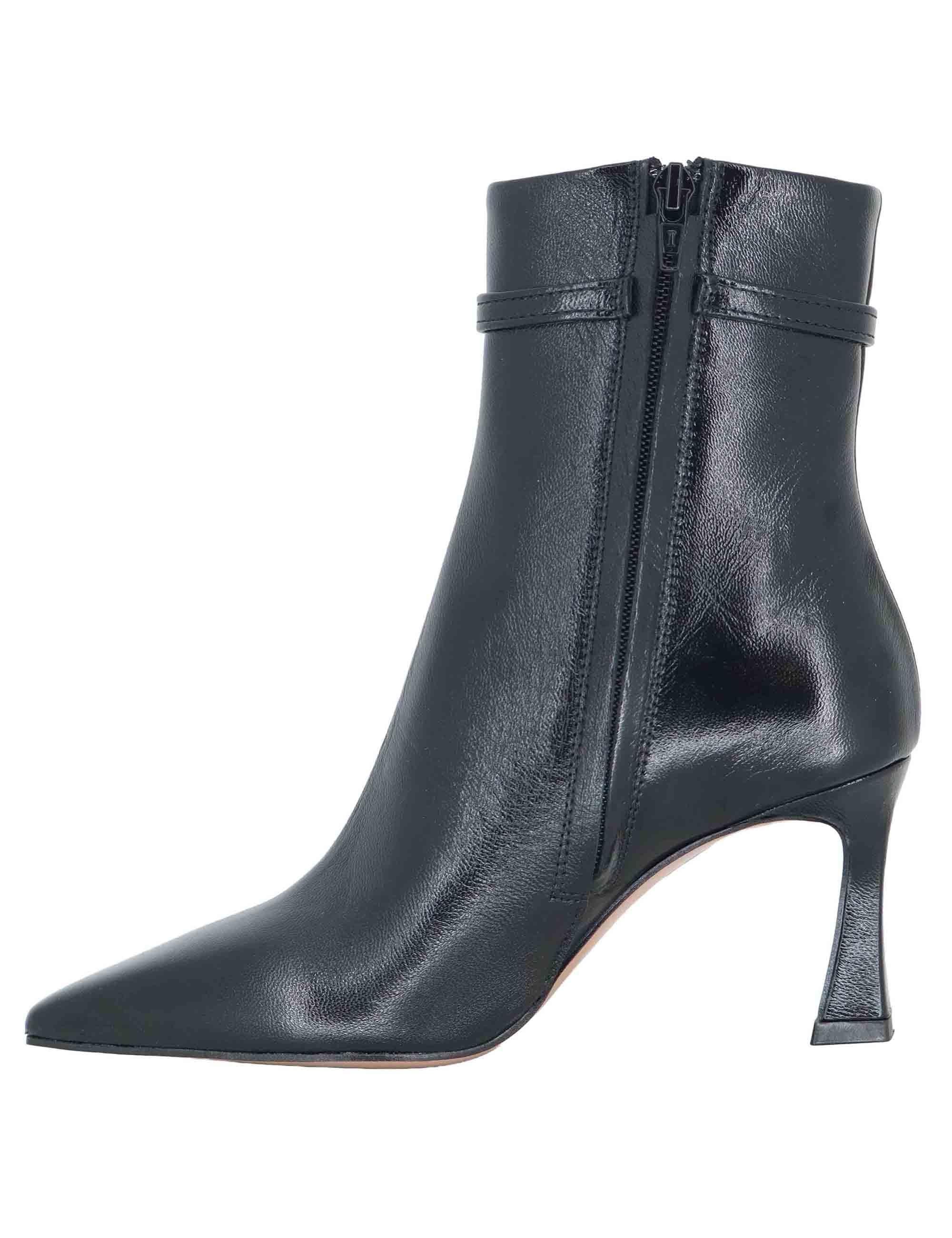 Stivaletti donna in pelle nera con tacco alto e punta a punta R787 001 Bianca Di 