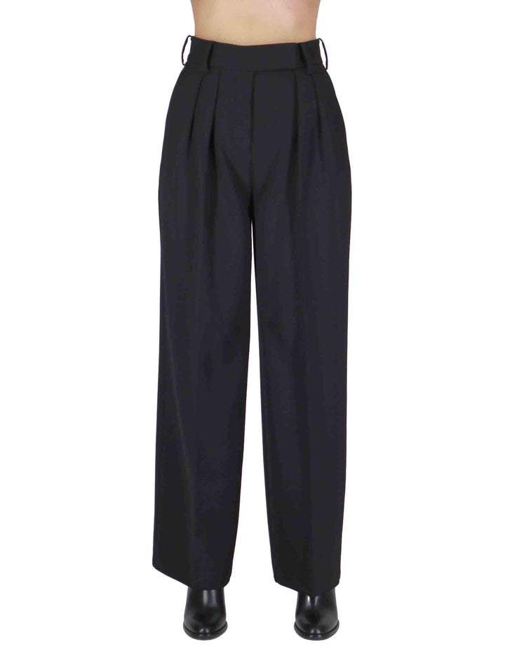 Pantaloni donna Cady in tessuto nero con gamba larga JH803750658 20000 Maliparmi 