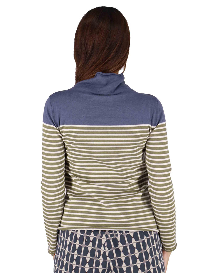 Maglioni donna in lana blu con maniche lunghe e collo alto 3W25-MINA RITEX AVIO TreBarraBi 