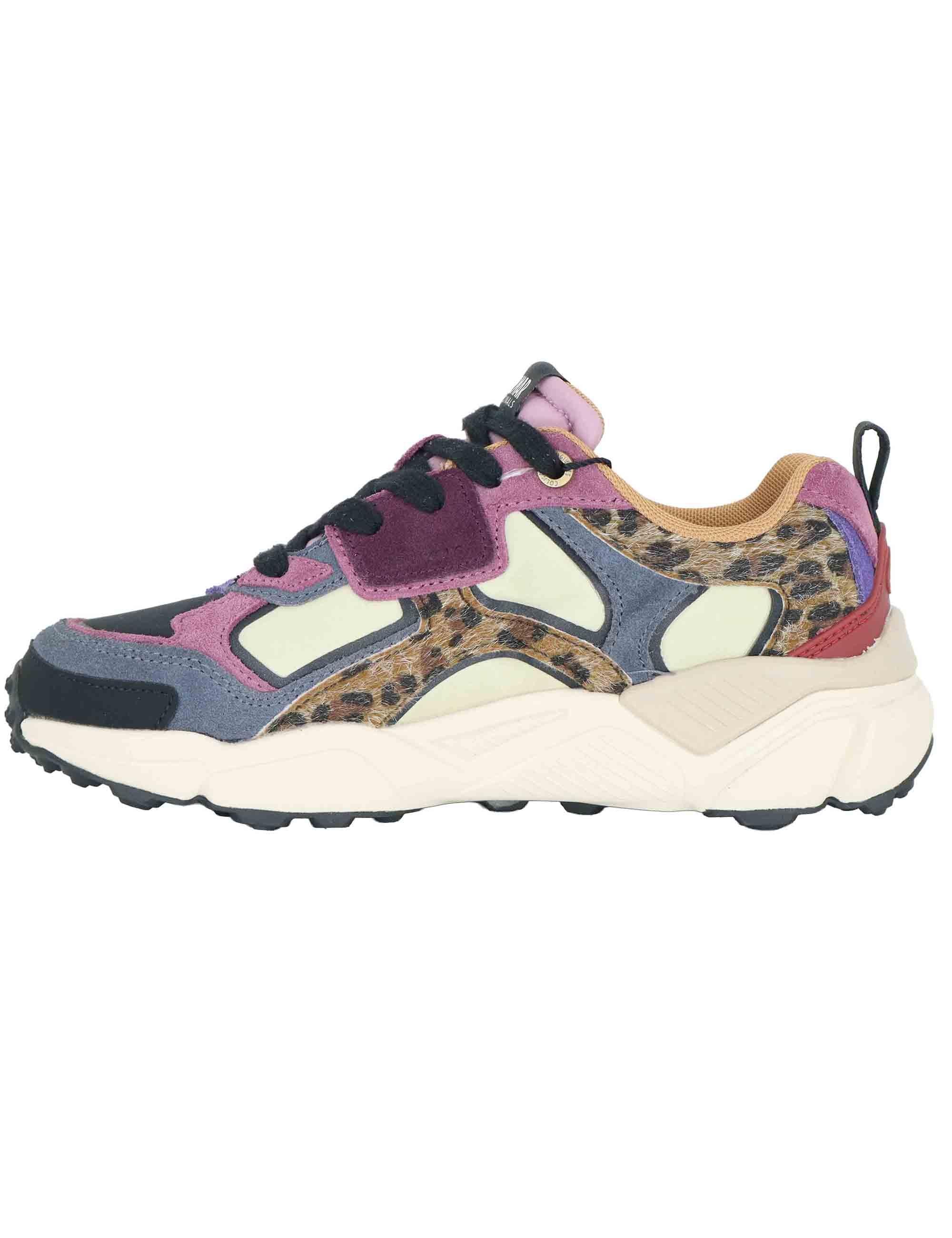Sneakers donna in pelle e tessuto taupe con suola alta GARNER JUNGLE 124 Colmar 