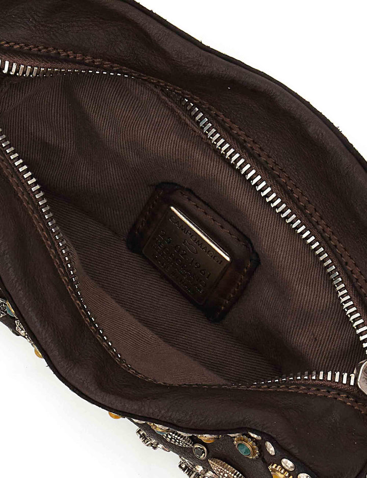 Borse donna Kate in pelle marrone con borchie e doppie tracolle C001080ND X2983 C1501 Campomaggi 