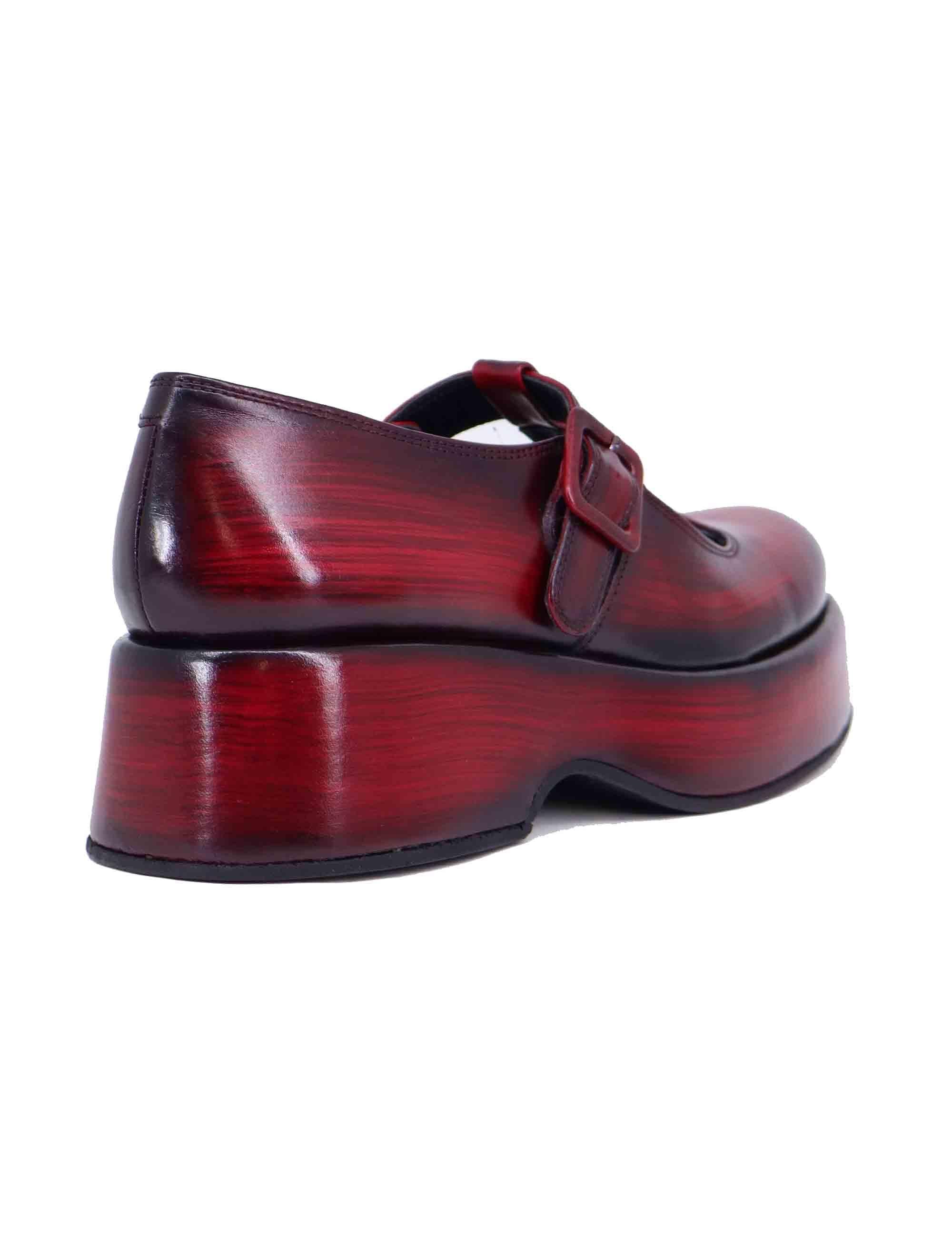 Mery Jane donna in pelle bordeaux con zeppa bassa 11025.003 262 Pons Quintana 